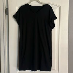 Great black dress with a jean jacket or vest